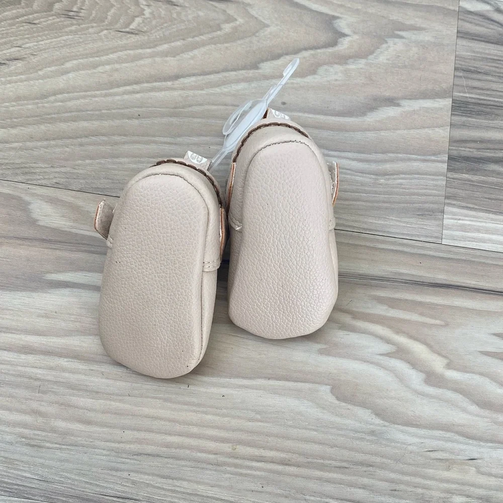 Toddler Cream Mary Jane Moccasins with Floral Cutouts